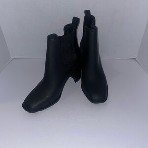 Jeffrey Campbell Rainy Day  Matte Black Rubber Heeled‎ Rain Boots size 6